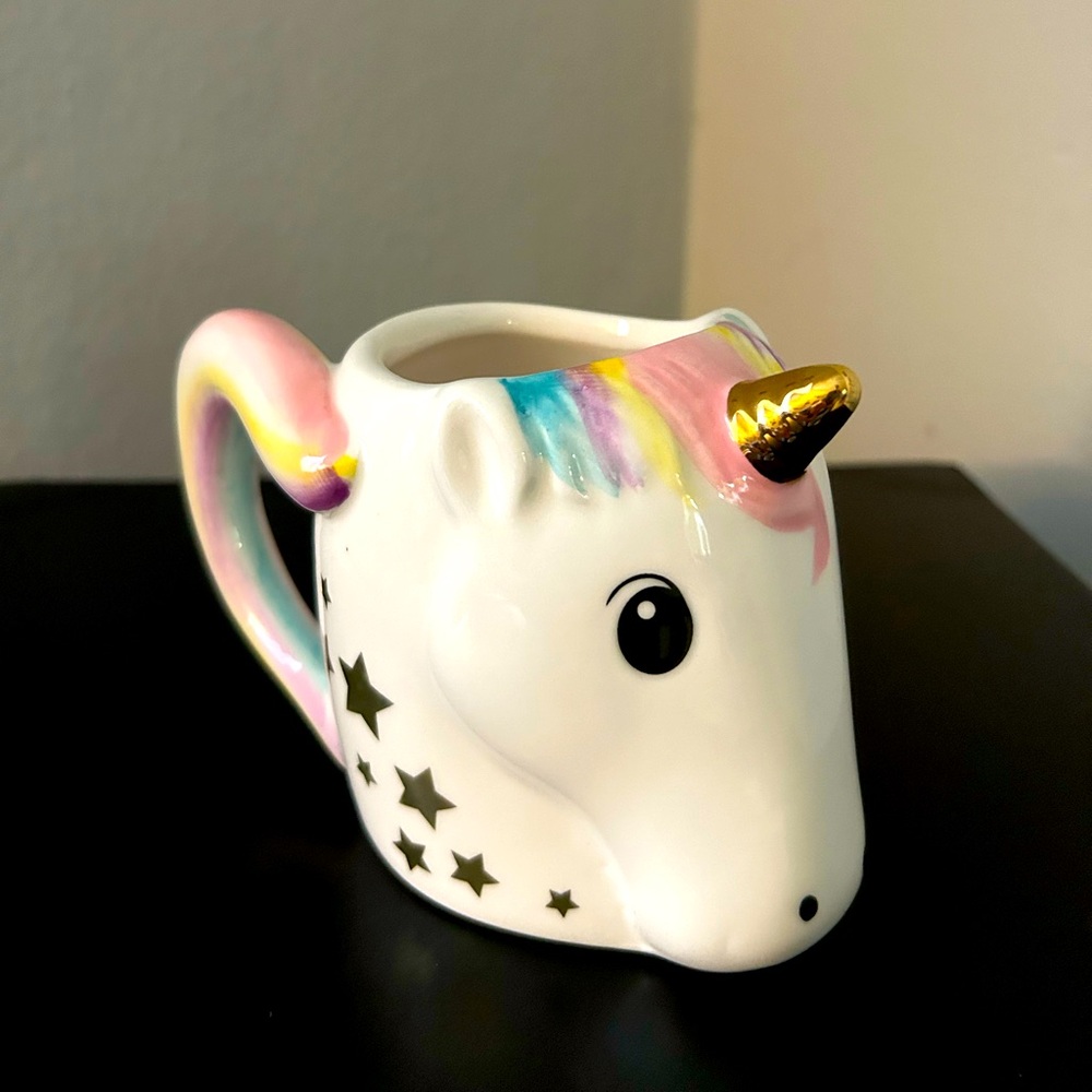 Cupcakes & Cartwheels Be A Unicorn Metallic Stars Cup Mug Used